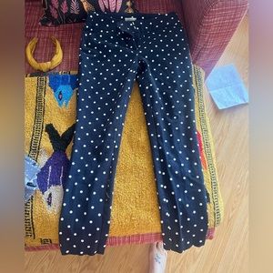 Loft, size 4, navy blue with white polka dot ankle pants